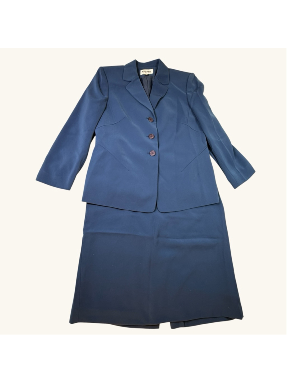 Kasper Petite Suit Set Womens 10P Navy Skirt Suit Career Business Office 2 Piece